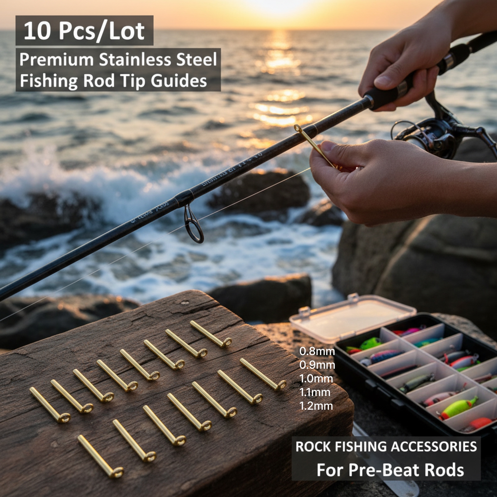 Fishing Rod Building Kit - 10pcs Fishing Rod Guides Tip Tops