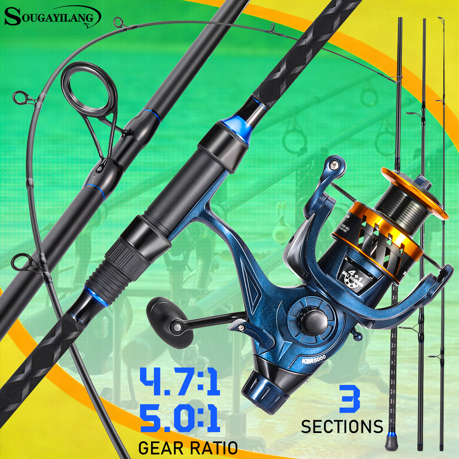 Sougayilang 3 Sections Surf Fi - Fishing Rod Combo recension och pris