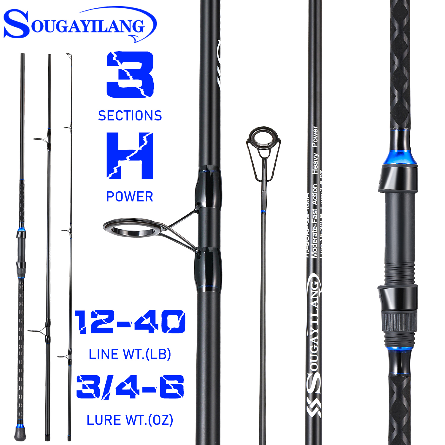 Sougayilang 3sections Spinning - Fishing Rod Surf recension och pris