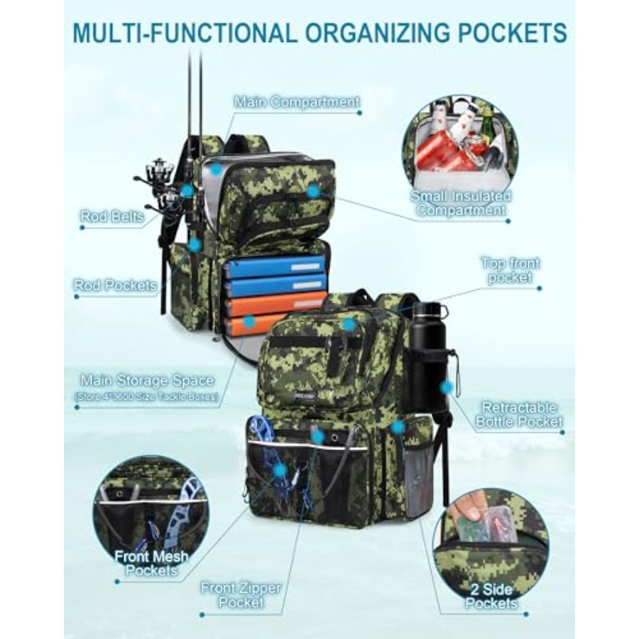 Fishing Backpack with Rod Hold - Fishing Rod Holder recension och pris